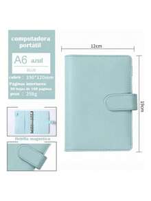 Kit Libreta Carpeta Escolare Bolsillo Cuero A6 Linda Pegatin - Azul - Ver 2