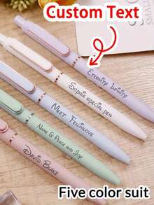 1-80pcs Customized Retractable Ballpoint Pens, 0.5mm Fine Tip, Black Ink, Suitable For Diary, Office And Other Stationery - Multi-Color Combinations, Smooth Writing, Essential For Diary, Durable Plastic Barrel, Writing Tool - Multicolor - View 3