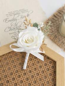 1 peça de elegante corsage masculino para terno, boutonnière de flor artificial para homens, boutonnière de rosa de seda para noivo e padrinhos, casamento boho, corsage minimalista para noivo, broche de flor de lapela com toque realista - Casamento moderno (opções coloridas), baile de formatura, eventos formais, acessórios para o Dia dos Namorados - Flor na lapela - Ver 13