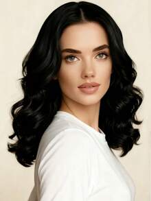 Women's Black Wavy Curly Heat-Resistant Synthetic Wig, Fashionable, Elegant, Versatile For Daily Wear, Parties, Cosplay - Multicolor - View 4