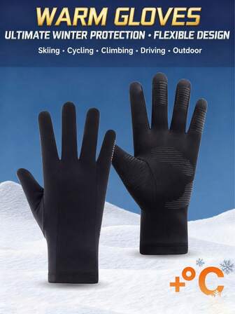 1 paire de gants de doublure de ski d'hiver pour hommes et femmes, doublés de polaire pour l'extérieur, compatibles tactile, antidérapants, chauds, coupe-vent, légers pour le cyclisme