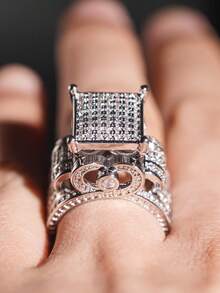 1 PC Glamorous Cubic Zirconia Ring For Women For Wedding Engagement Anniversary Party Jewelry Valentine's Day Gift