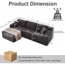 103" Cloud Sectional Couch With L-Shape Chaise, Boneless Modular Deep Seat Sofa In A Box Comfy Fluffy Corduroy Couches For Living Room, No Assembly Required, Left Facing Chaise, Black - Màu xám đen - Xem 2