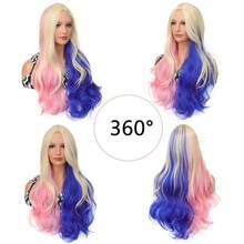 万圣节角色扮演派对用假发双马尾长卷发合成假发电影角色扮演假发 - 漸層粉紅色 - 查看 2