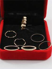 7 件时尚女士戒指套装，可叠戴戒指组合