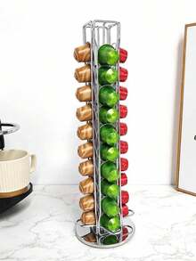 1pc Nordic-Style Metal Coffee Capsule Storage Rack - Modern Snack And Fruit Basket With Golden Accents, Durable Kitchen & Coffee Shop Home Decoration, Simple Design, Elegant Completion Of Multi-Color Available Christmas Gifts