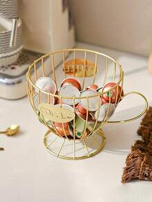 1pc Nordic-Style Metal Coffee Capsule Storage Rack - Modern Snack And Fruit Basket With Golden Accents, Durable Kitchen & Coffee Shop Home Decoration, Simple Design, Elegant Completion Of Multi-Color Available Christmas Gifts