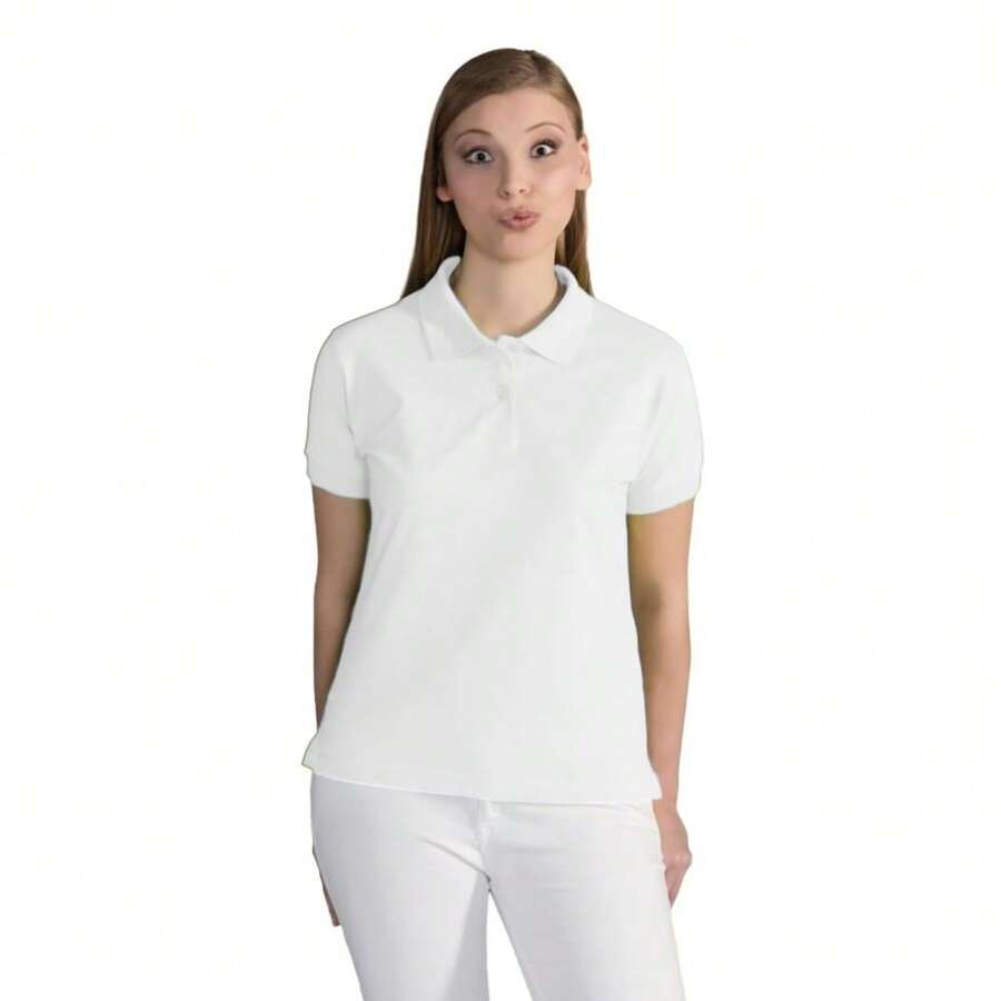 SG Ladies Cotton Short Sleeve Polo Shirt (White) - White - View 1