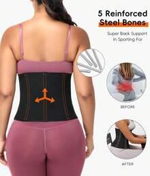 Womens Waist Trainer Corset With Zipper Sweat Waist Trimmer Workout Belt Corset Shapewear Tummy Control Body Shaper Girdle - Black - View 5