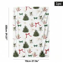 1 buc Pătură de flanel cu imprimeu de brad de Crăciun verde Fericit cu flori de fructe de pădure 70 * 100cm / 100 * 150cm / 130 * 150cm Pătură moale și caldă pentru decor acasă, animal de companie, pui de somn, birou, pat, cadou de Crăciun de toamnă/iarnă pentru familie sau prieteni, decor de Crăciun