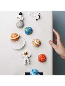 1/9pcs Space Fridge Magnet Set - 3D Resin Solar System Magnets , 9 Planets, Earth, Astronaut, Moon, Mars, Spaceship - Suitable For Fridge, Cabinets, Office Whiteboards, Children's Room Decor And Gifts For Birthday And Christmas - Multicolor - View 4