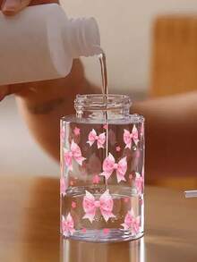 蝴蝶结图案透明宠物可重复灌装旅行瓶，卸妆液分装瓶，带3.38盎司/6.76盎司便携式按压泵，适用于卸甲油、爽肤水和卸妆液，圆顶设计，仅限手洗，可重复使用，卸妆液瓶