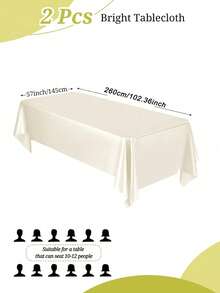2 chiếc khăn trải bàn hình chữ nhật bằng vải satin 145*260cm, trang trí bàn bằng vải mịn, dùng để trang trí bàn ăn cưới, trang trí bàn tiệc, Giáng sinh - Màu be - Xem 6
