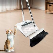 3 In 1 Foldable Broom With Dustpan Combo Set&Floor Brush | Household Cleaning Tool Set, Outdoor Broom, Efficient Cleaning, Flexible Design, Quick Dust Removal, Dorm Room Essentials, Good Helper For Home And Office Cleaning 2025 - 白色 - 查看 6