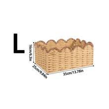 3 件 (S+M+L)/1 套卡其色编织波西米亚风格桌面收纳篮套装，适用于零食、化妆品、玩具和其他家居用品，适用于咖啡桌或钥匙篮、桌面装饰收纳篮、入口客厅收纳盒、玩具和零食收纳盒 - 棕色 - 查看 9