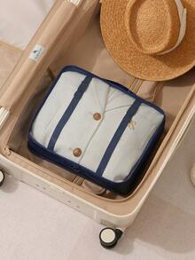 3 pezzi Set di borse da viaggio portatili - Organizza facilmente i tuoi vestiti, scarpe e biancheria intima - Perfetto per il bagaglio e l'imballaggio della valigia, borse da viaggio portatili con grafica slogan, con borse per scarpe, articoli da toeletta e biancheria, forniture scolastiche