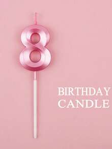 1pc Pink 0-9 Diamond Shaped Birthday Cake Candle Decoration, Winter Gift For Women, Room Decor, Gift, Birthday Candle, Birthday Decoration, Happy Birthday, Cake Candle, Graduation Season Room Decor - Baby Pink - View 12