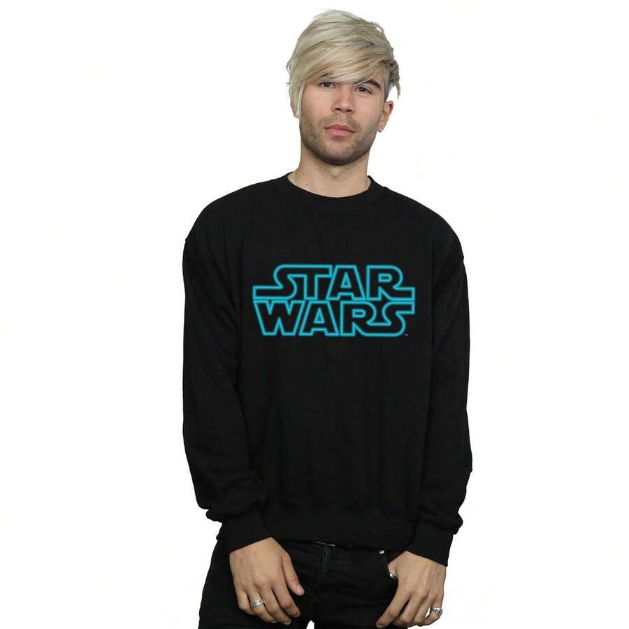 Star Wars Mens Neon Sign Logo Sweatshirt (Black) - Coffee Brown - View 1