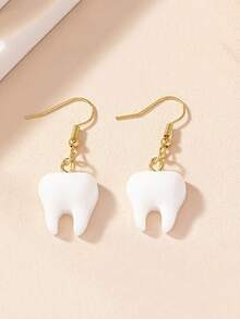 1 Pair Cute Tooth Design Dangle Earrings, Suitable For Daily Wear, Party Accessories, Fun And Fashionable, A Must-Have Item For Everyone