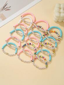 36 Peças Conjunto de Pulseiras Elásticas com Formato de Coração de Polímero Combinando da TEAM BRANUT, Adequado para Presentes e Uso Diário