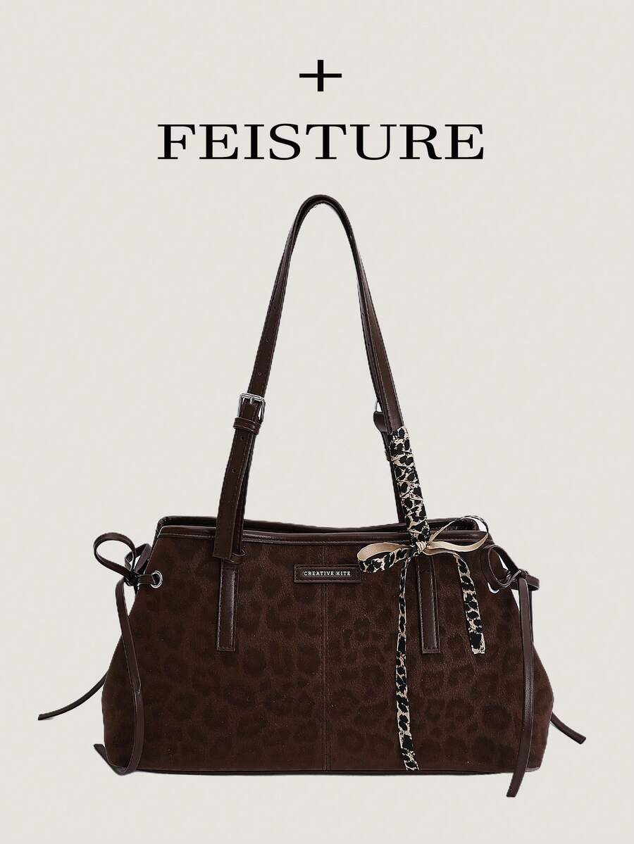 1pc Fashion Leopard Print Underarm Bag, Large Capacity Women's Commuter Bag, Suitable For Daily Outings, Dates, And Commuting - 咖啡 - 查看 1