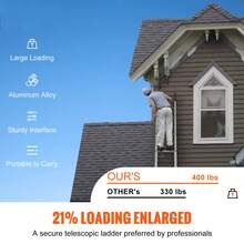 Escalera telescópica  , escalera extensible plegable de aluminio de 4,5 m con múltiples botones y retracción, capacidad de 181 kg con patas antideslizantes, escalera compacta multiusos portátil para el hogar, caravana, loft, lista para ANSI - 4,5 metros - Ver 2