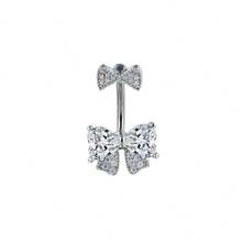 1pc Cute Bow Zirconia Navel Ring, Body Piercing Jewelry, Delicate & Sweet, Suitable For Daily Wear