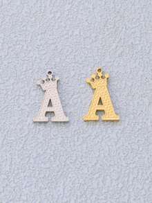 3pcs Stainless Steel Initial Letter Pendant Findings 18K Gold Plated A-Z Crown Letters Charms Pendant For DIY Jewelry Making Supplies Accessories