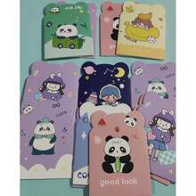 Christmas Gift, Creative Irregular Cartoon Notepad, Cute Panda Girl Series, Scrapbook Collage Decoration Material, Multiple Patterns Randomly Assorted - Square - View 3