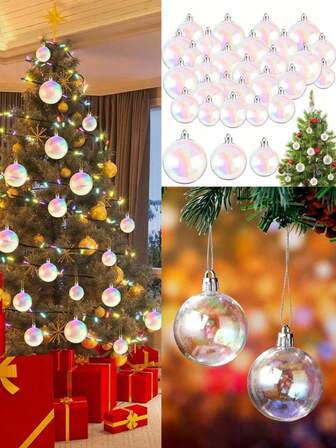 300 Stücke Weihnachts Regenbogenfarben Kunststoff Hängende Kugel Dekorations Set, Vielseitige Hängende Ornamente, Glänzende Transparente Dekorationen, Geeignet für Weihnachtsbaum Dekorationen, Weihnachtsparty Zubehör, Weihnachts Hängende Ornamente, Innen- und Außenpartydekoration Zuhause, Hochzeits- und Geburtstagsparty Dekorationen, Saisonale Dekorationen