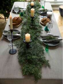 1 قطعة إكليل صنوبر نورفولك اصطناعي ذو ملمس طبيعي مع كرمة خضراء، إكليل صنوبر شتوي اصطناعي، إكليل أخضر اصطناعي للطاولة والمدفأة والجدران للاستخدام الداخلي والخارجي، ديكور منزلي لعيد الميلاد