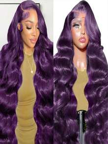 Dark Purple 13x4 HD Transparent Lace Frontal Wigs Human Hair 200 Density Body Wave Lace Closure Wigs Human Hair Put On And Go Glueless Wigs Human Hair Pre Plucked With Baby Hair Water Wave Human Hair Wig For Women Beginners - 紫色 - 查看 7