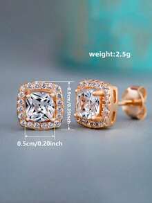 1 Pair Fashion 925 Sterling Silver Cubic Zirconia Stud Earrings Wedding Anniversary Ear Jewelry For Women Gift Fine Jewelry
