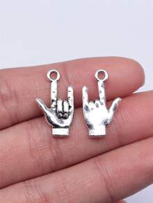 10 buc 22x13mm (0,87x0,51 inch) Te iubesc gestul farmecelor pandantiv pentru bijuterii DIY confecționare colier breloc telefon lanț brățară confecționare accesorii lucrate manual artizanal confecționare descoperiri