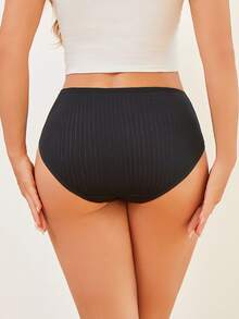 9PCS Women's Multi-Color Cotton Ribbed Mid-Rise Stretch Comfortable Breathable High-Waisted Briefs Christmas Color-Coordinated High-Waisted Briefs Perfect For Christmas Gifts, Plus Size Women's Underwear S-XXL - Nhiều màu - Xem 6