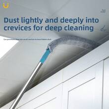 Plumero retráctil de microfibra con mango largo - Limpia fácilmente áreas de difícil acceso | Plumero retráctil para techos y esquinas | Herramienta de limpieza ligera para dormitorios y salas de estar | Eliminador de pelos y telarañas | Imprescindible para apartamentos y oficinas | Excelente para limpiar interiores de autos y persianas