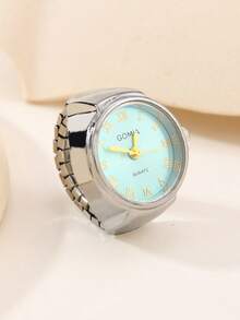 1pc Personalized Kpop Western Mini Creative Multiple Styles Can Be Combined And Matched Freely Digital Funky Silver Cas Elastic Strap Adjustable Jewelry Mood Colorful Dial Can Read Time Watch Rings Gift Clock Watch For Women Fingers Nails Wear Gold Rings Set Jewelry - Silver - View 14