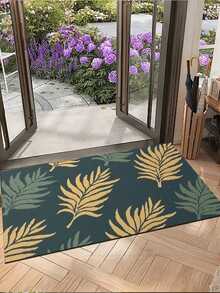 1pc Nordic Style Palm Leaf Entrance Mat, Non-Slip Absorbent Foyer Rug, Square Carpet For Indoor Entryway, Doormat, Bathroom, Laundry Room, Shower, Sink, Party, WashableChristmas Decor