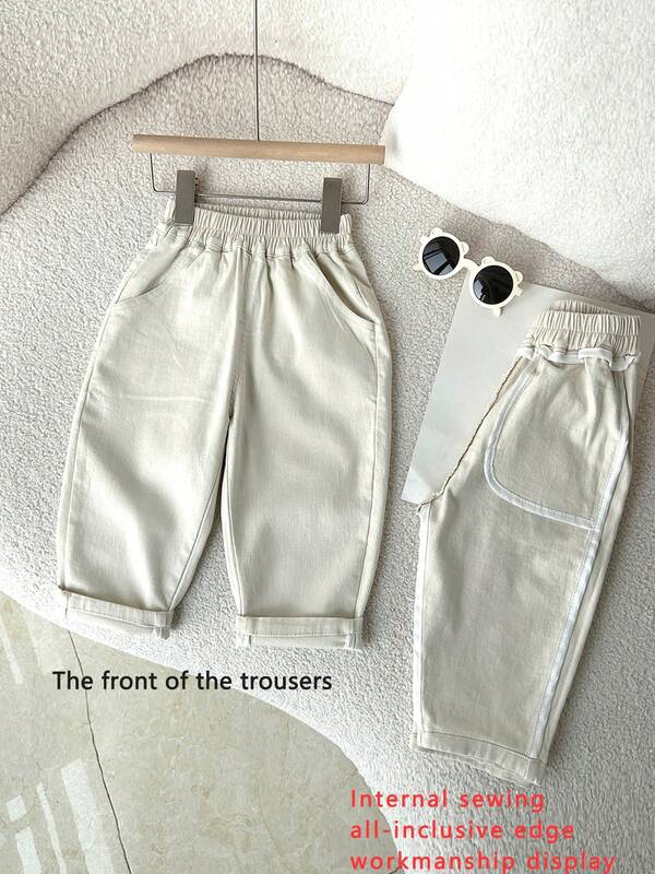 Pantalones casuales de cintura elástica para niño pequeño, adecuados para jugar y uso diario, conjunto casual cómodo, ideal para vacaciones y salidas, primavera/otoño