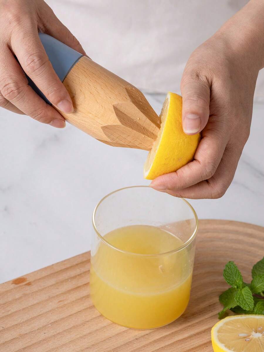 1 pieza Exprimidor de limón manual, Exprimidor de cítricos de madera de haya, Herramienta portátil para prensar jugo de frutas