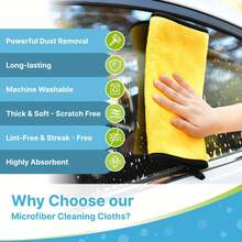 23x23cm Yellow Microfiber Cleaning Cloths 10Pcs - Black Trim, Ultra Absorbent For Home, Kitchen & Auto Cleaning Tasks