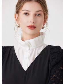 1pc White Lace Bow Collar,Festival,Travel - White-399 - View 5