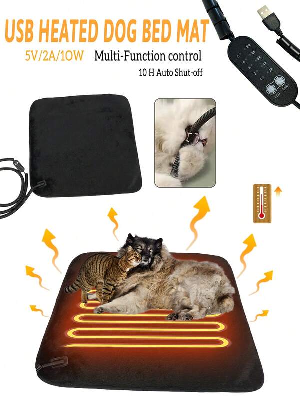 Almohadilla térmica para mascotas PET con temperatura ajustable, manta para perros impermeable y resistente a mordeduras, con temporizador, suministros para mascotas, cama eléctrica plegable con cable resistente a masticaduras, alfombra térmica de invierno para interiores