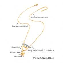 1pc New Classic Hollow Heart Pendant Necklace, Stainless Steel Gold Fishbone Chain For Women - Golden Stainless Steel - View 2