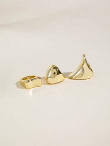 3pcs Minimalist Fashionable Versatile CCB Geometric Square & Round Creative Unique Women Jewelry Ring Set, Suitable For Daily, Party, Casual Gathering, Gift