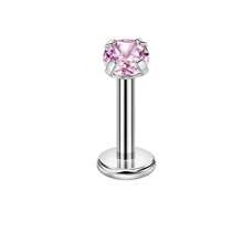 G23 Titanium Hypoallergenic Flat Back Nose Ring Studs Inlaid CZ Nose Nails 16G Internally Threaded Labret Medusa Lip Studs For Tragus Cartilage Piercing Jewelry Internally Threaded Nose Rings Studs Red Pink Blue Black 2mm 3mm 4mm 5mm Piercing Jewelry Decoration For Women