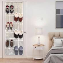24 Pockets - Over Door Hanging Shoe Organizer, Gray 64''x 19''