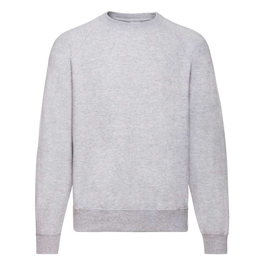 Fruit of the Loom Mens Classic Plain Raglan Sweatshirt (Heather Grey) - Grey - View 1