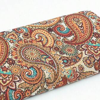 1 pieza Tela de jacquard estilo bohemio, tela de costura DIY, cortada previamente de 19 in x 58.2 in, 36 in x 58.2 in, tela gruesa con patrones de flores de anacardo, adecuada para fundas de sofá hechas a mano, manteles, almohadas, cortinas, ropa, bolsos, vestidos, faldas, sombreros, telas de fondo, tapicería, bandera de mesa, decoración del hogar, etc.