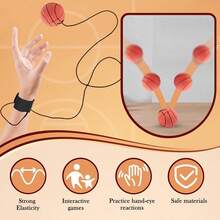 1 Bola de Borracha Divertida e Inovadora para Rebote no Pulso, 63mm de Altura, Elástica, para Arremesso Manual, Corda Elástica, Presente de Halloween e Natal, Esferas Elásticas de PU para Treinamento de Jovens com Alça de Pulso - Kit Durável para Exercícios de Arremesso e Quique, Ideal para Brincadeiras e Esportes ao Ar Livre, Inclui Bolas para Treinamento de Coordenação Motora, Futebol, Basquete e Tênis.